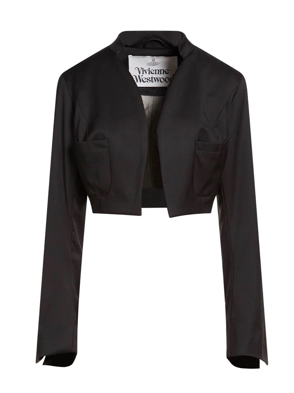 $1621 VIVIENNE WESTWOOD BLACK VIRGIN WOOL BOLERO CROPPED BLAZER JACKET SIZE 38 - Picture 1 of 9